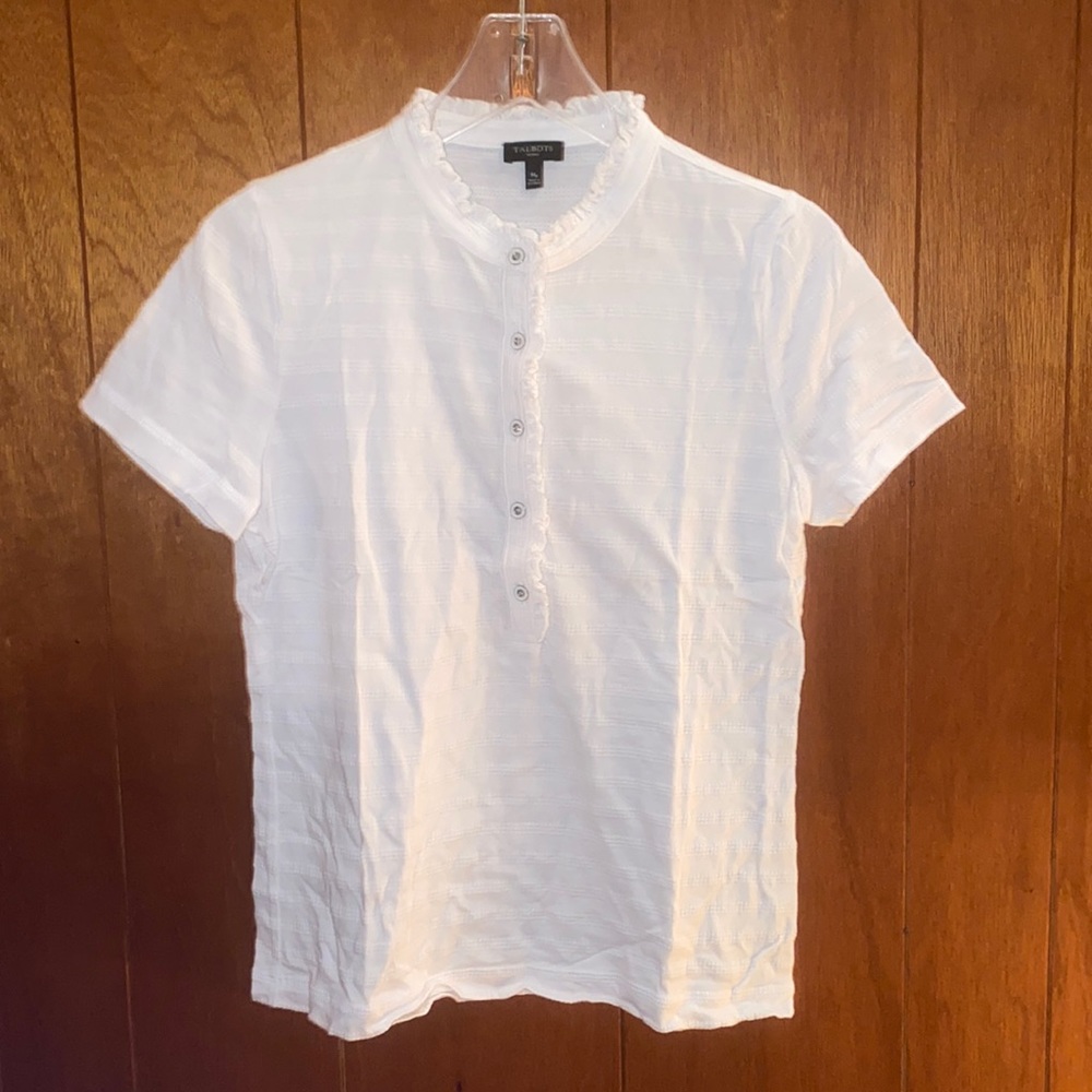 Talbots petite short sleeve shirt in white